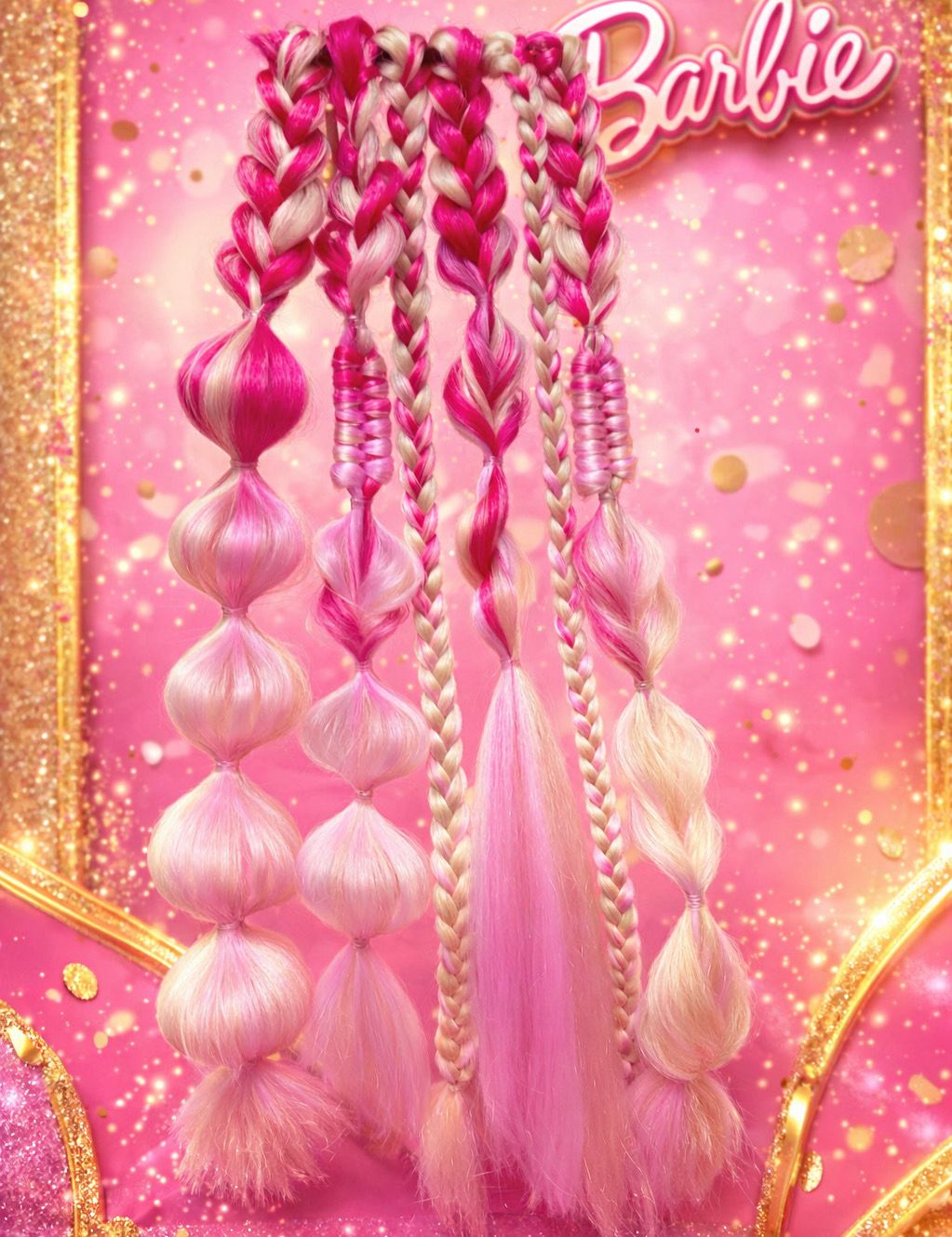 Barbie‑Inspired Pink Hair Bubble Braid
