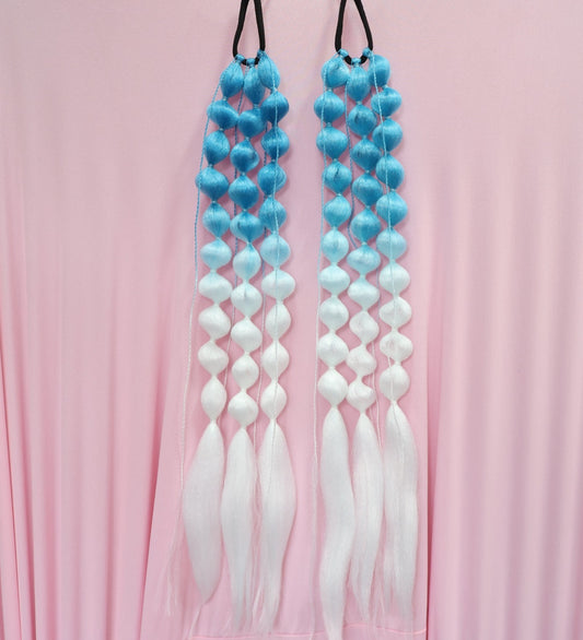 Blue & White Bubble Braids (ideal for party's, festivals and cosplay)
