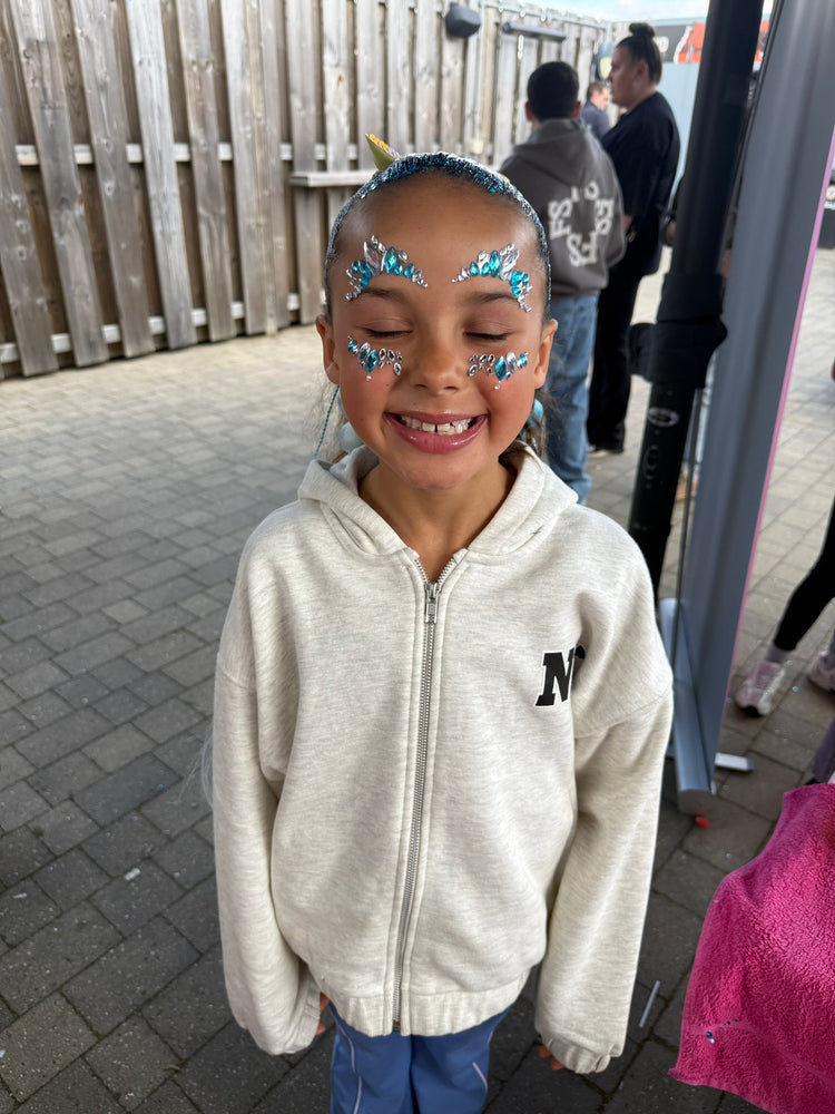 Glitter braids by The Glitter Braid Bar at the Tom Parker charity event at Bromley Football Club