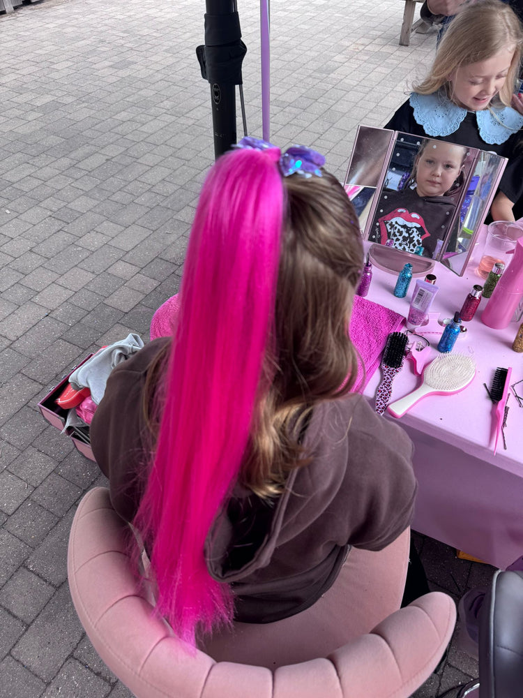 Glitter braids by The Glitter Braid Bar at the Tom Parker charity event at Bromley Football Club