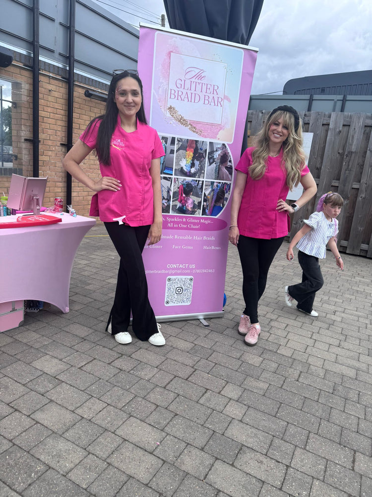 Glitter braids by The Glitter Braid Bar at the Tom Parker charity event at Bromley Football Club