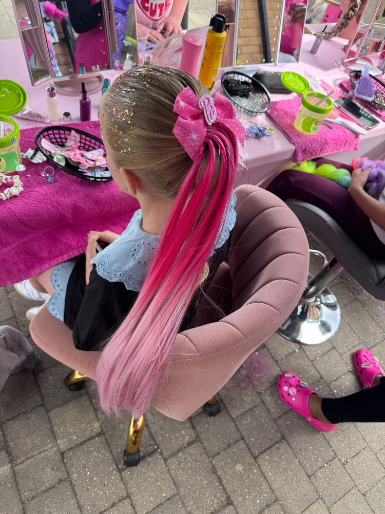 Glitter braids by The Glitter Braid Bar at the Tom Parker charity event at Bromley Football Club
