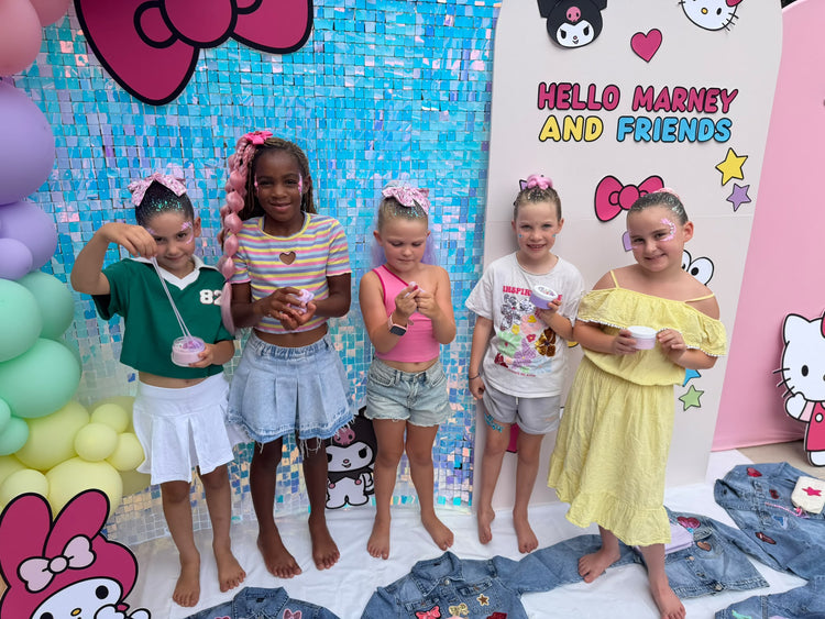 Children with glitter braids at a Glitter Braid Bar party